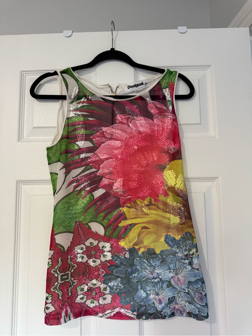 Desigual Women's Multicolor Floral Sequin Tank Top